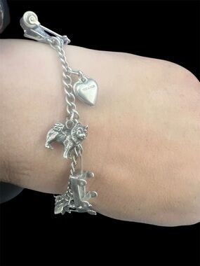 Sterling Silver Dog Charm Bracelet - Silver